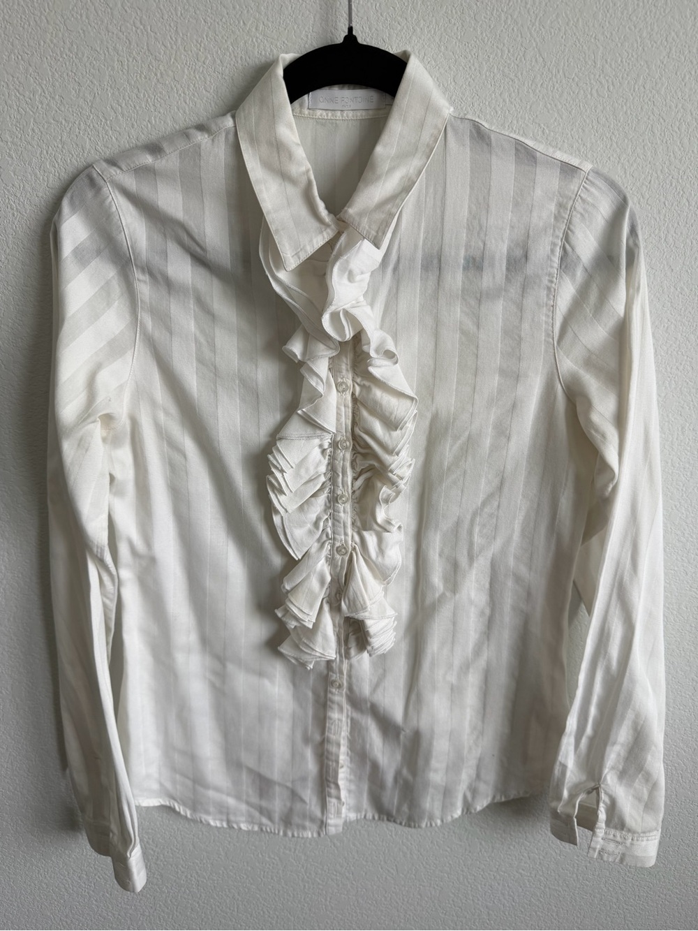 Anne Fontaine Ivory Ruffle Front Button-Down Shirt - Picture 1 of 3